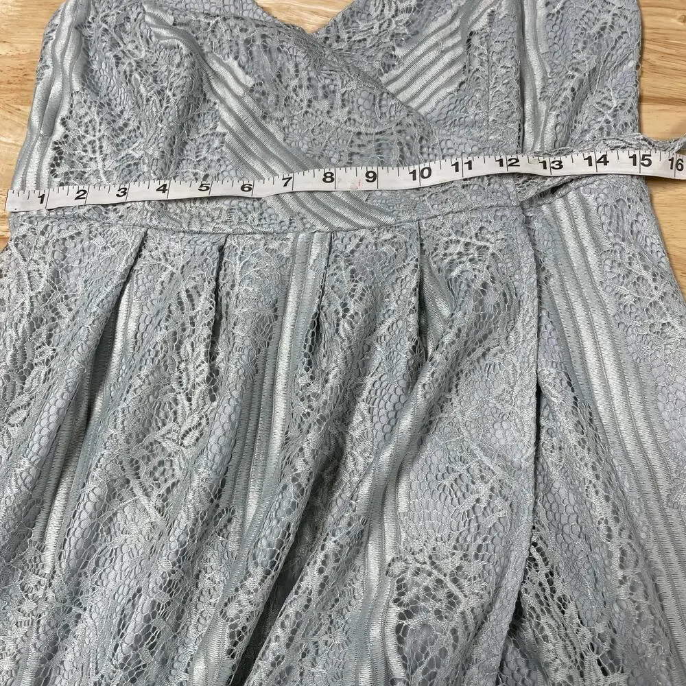 Lulu’s NWT Lovely in Lace Dusty Blue Lace Sleeveless Wrap Maxi Dress Size M - Picture 9 of 11